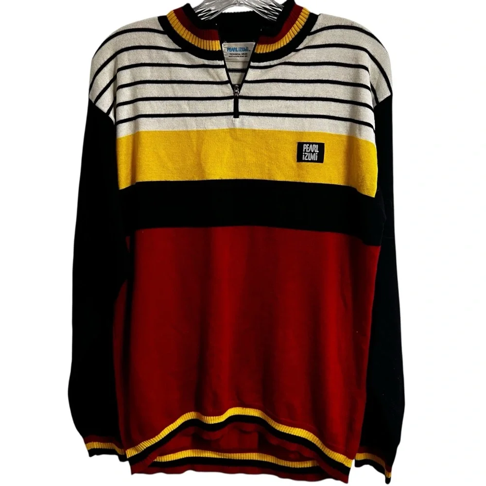 Vintage Pearl Izumi Striped Cycling Sweater 30% Wool | 80s | M | Made in Hong - Picture 2 of 10